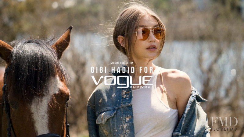 Gigi Hadid featured in  the Vogue Eyewear advertisement for Autumn/Winter 2017