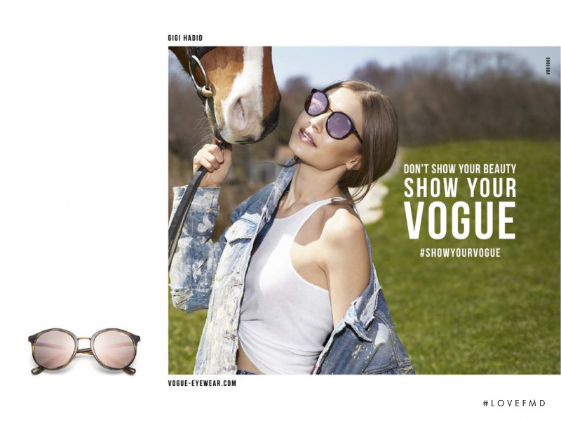 Gigi Hadid featured in  the Vogue Eyewear advertisement for Autumn/Winter 2017