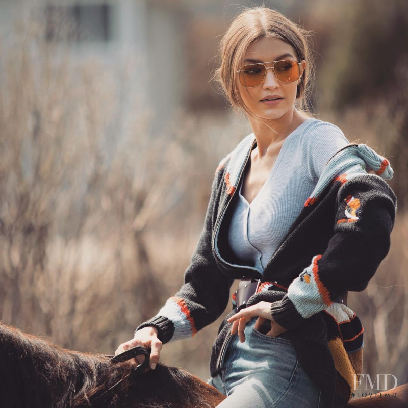 Gigi Hadid featured in  the Vogue Eyewear advertisement for Autumn/Winter 2017