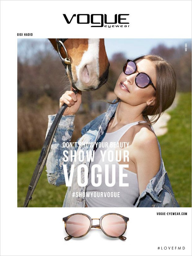 Gigi Hadid featured in  the Vogue Eyewear advertisement for Autumn/Winter 2017