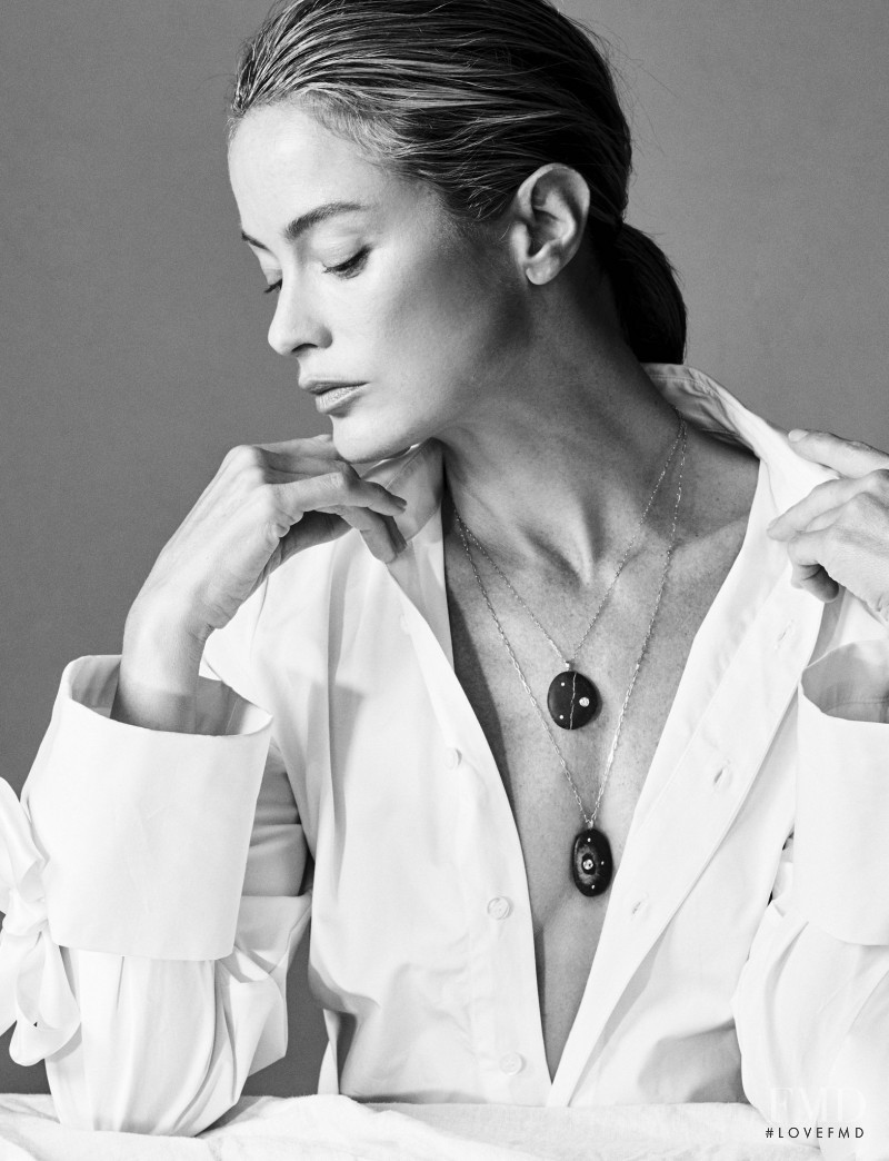Carolyn Murphy featured in  the The Line Elements of Surprise: The Allure of CVC Stones advertisement for Winter 2017