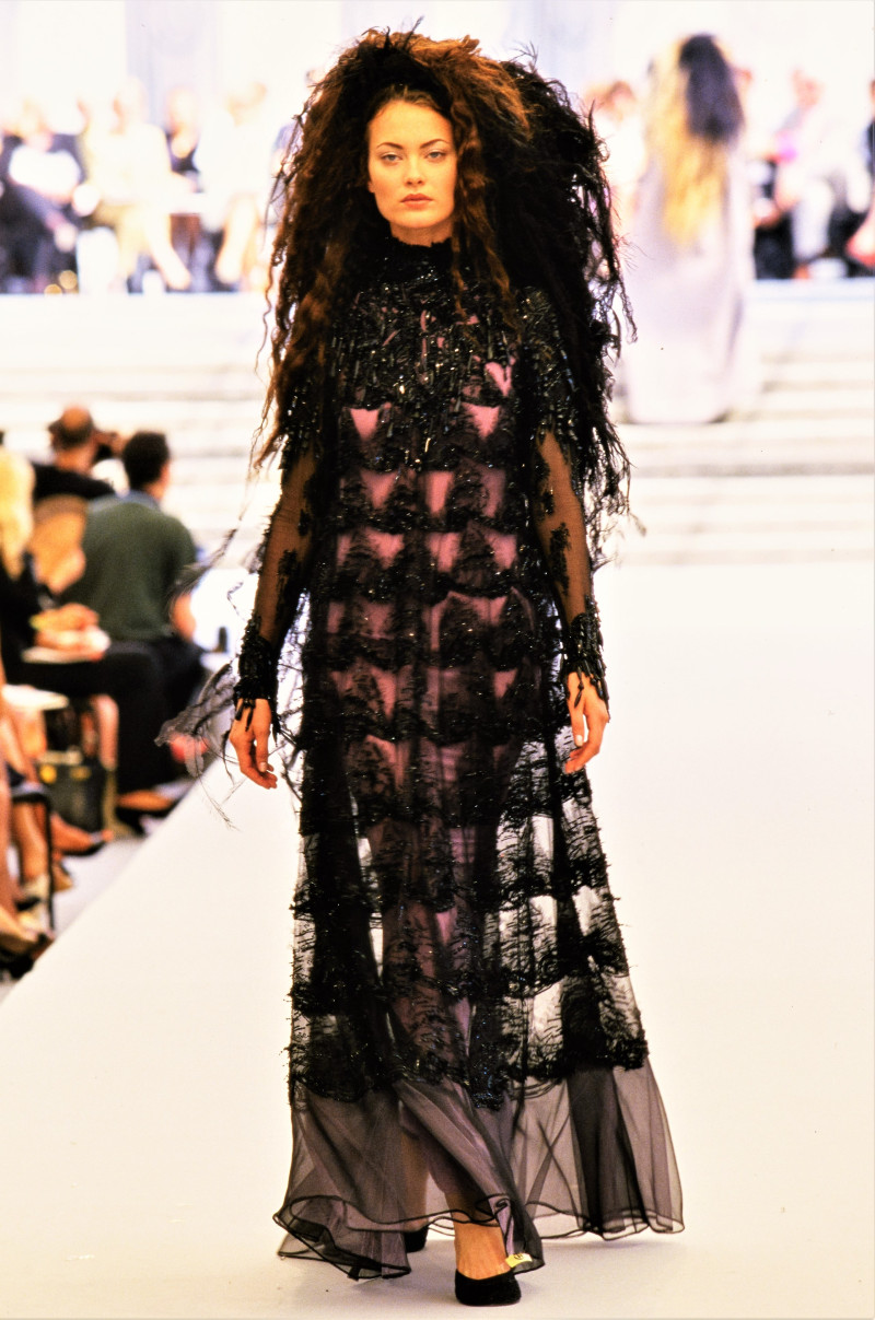 Shalom Harlow featured in  the Chanel Haute Couture fashion show for Autumn/Winter 1997