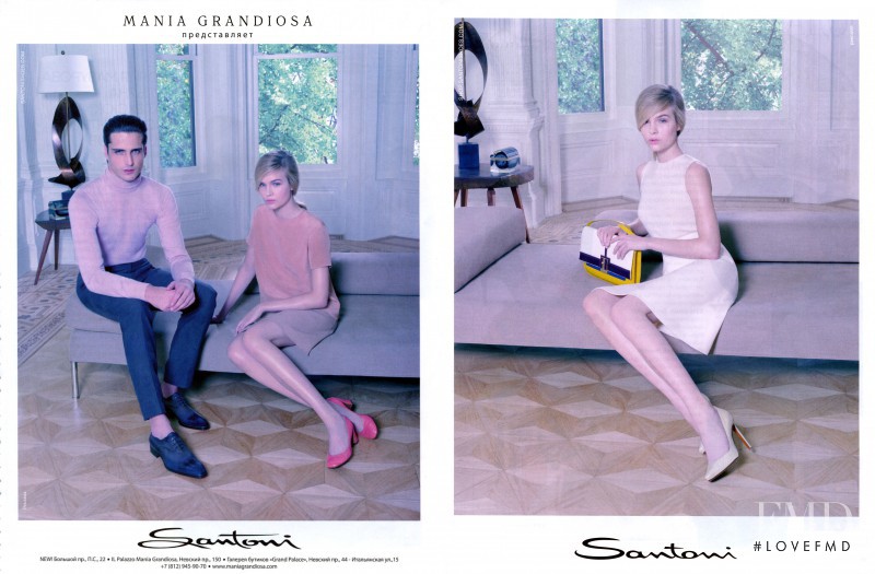 Josephine Skriver featured in  the Santoni advertisement for Spring/Summer 2013