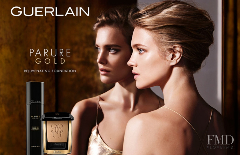 Natalia Vodianova featured in  the Guerlain Parure Gold Fluid Foundation advertisement for Fall 2015