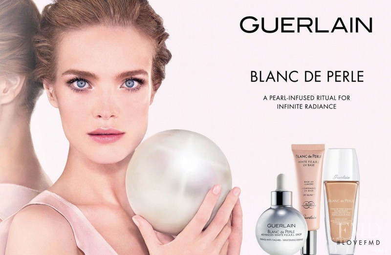 Natalia Vodianova featured in  the Guerlain Blanc de Perle Collection advertisement for Spring/Summer 2015