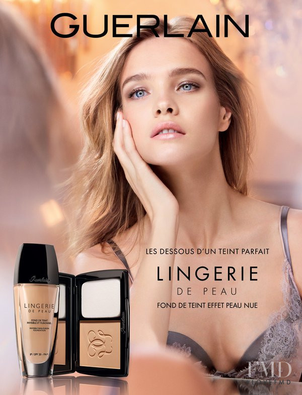 Natalia Vodianova featured in  the Guerlain Lingerie de Peau advertisement for Fall 2014