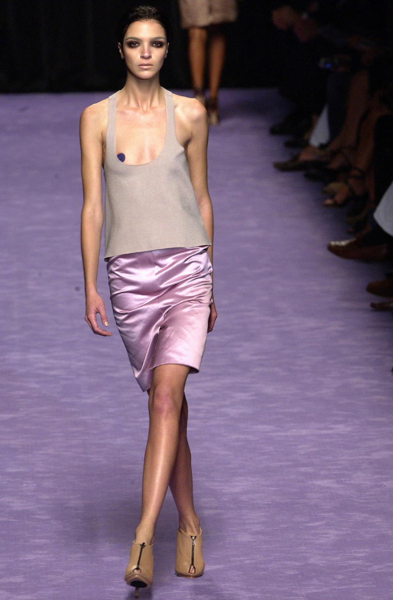 Mariacarla Boscono featured in  the Saint Laurent fashion show for Spring/Summer 2003