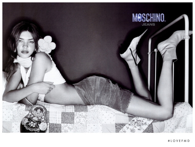 Natalia Vodianova featured in  the Moschino advertisement for Autumn/Winter 2001