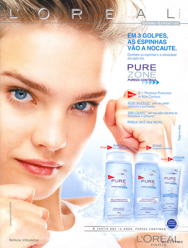 Natalia Vodianova featured in  the L\'Oreal Paris Pure Zone advertisement for Spring/Summer 2005