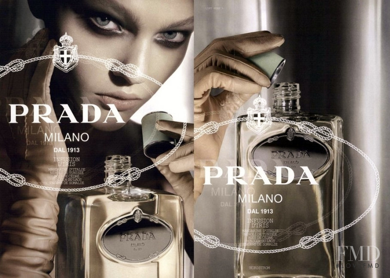 Sasha Pivovarova featured in  the Prada Infusion d\'Iris Fragrance advertisement for Autumn/Winter 2007