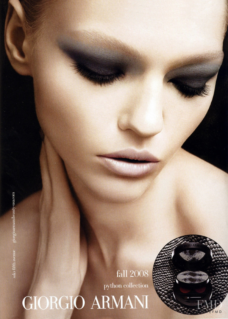 Sasha Pivovarova featured in  the Armani Beauty Python collection advertisement for Fall 2008