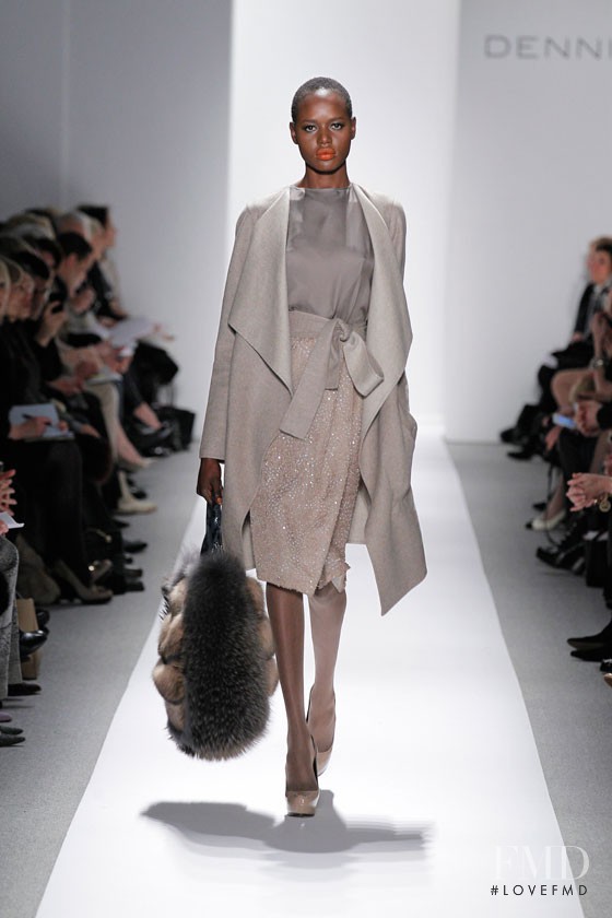 Ajak Deng featured in  the Dennis Basso fashion show for Autumn/Winter 2012