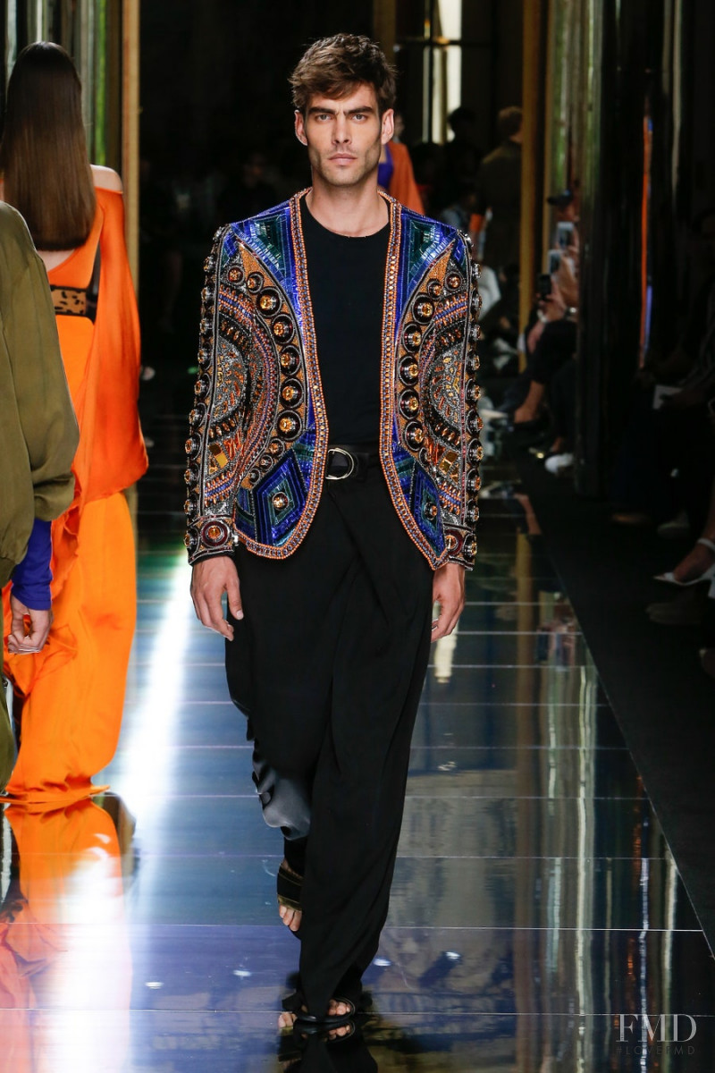 Jon Kortajarena featured in  the Balmain fashion show for Spring/Summer 2017