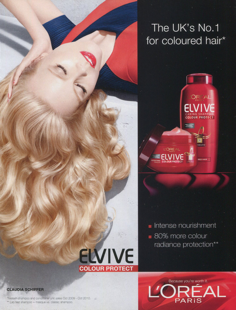 Claudia Schiffer featured in  the L\'Oreal Paris Elnett Lumiere advertisement for Autumn/Winter 2009