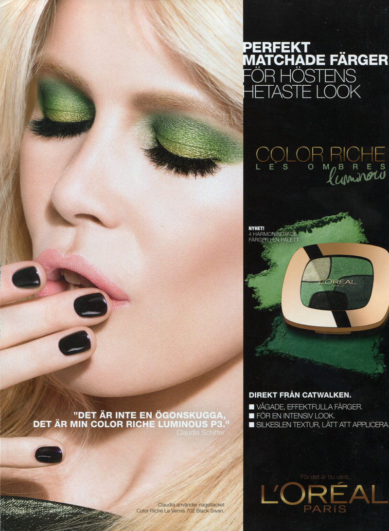 Claudia Schiffer featured in  the L\'Oreal Paris DIAMANTISSIME by Color Riche advertisement for Autumn/Winter 2012