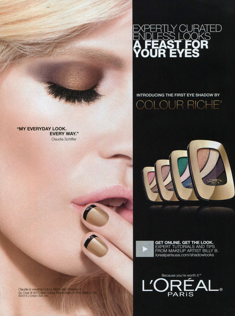 Claudia Schiffer featured in  the L\'Oreal Paris DIAMANTISSIME by Color Riche advertisement for Autumn/Winter 2012