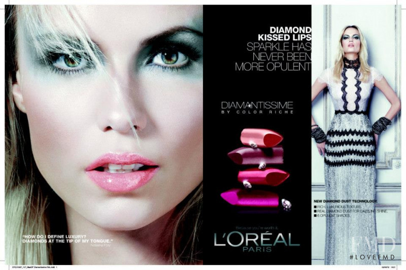 Natasha Poly featured in  the L\'Oreal Paris DIAMANTISSIME by Color Riche advertisement for Autumn/Winter 2012