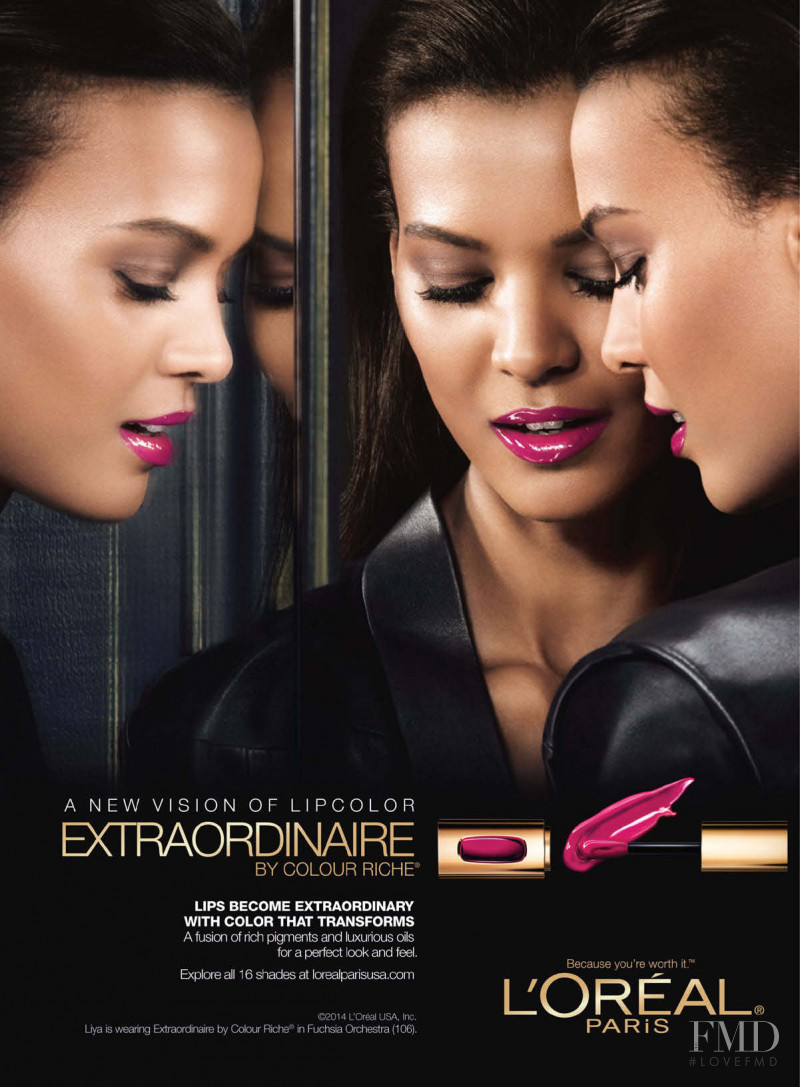 Liya Kebede featured in  the L\'Oreal Paris Extraordinaire by Colour Riche - Lip Color advertisement for Spring/Summer 2014