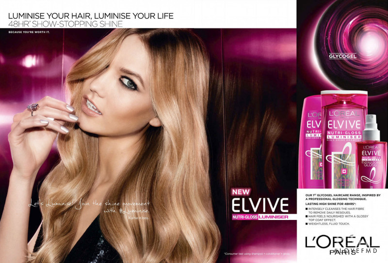 Karlie Kloss featured in  the L\'Oreal Paris Elvital advertisement for Spring/Summer 2015