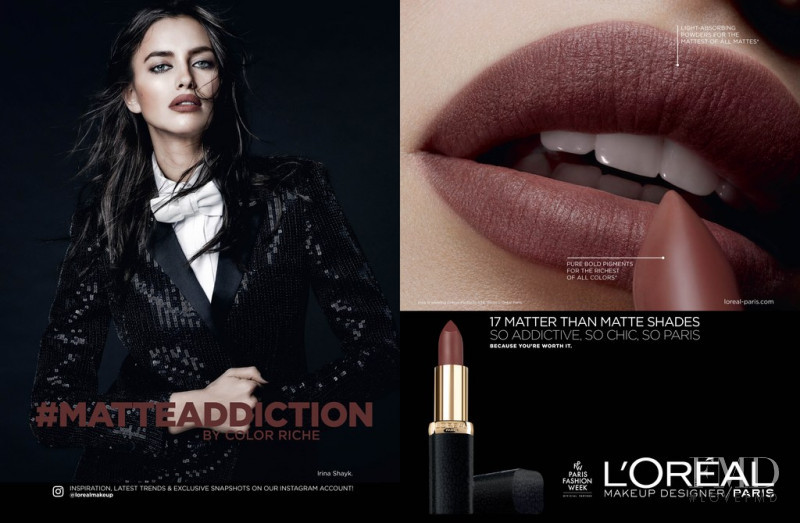 Irina Shayk featured in  the L\'Oreal Paris Color Riche Matte Addiction  advertisement for Spring/Summer 2017