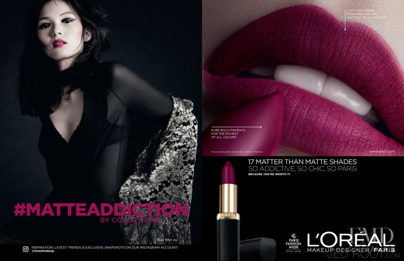 Xiao Wen Ju featured in  the L\'Oreal Paris Color Riche Matte Addiction  advertisement for Spring/Summer 2017