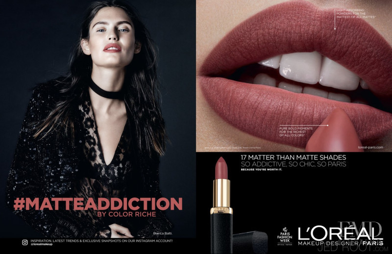 Bianca Balti featured in  the L\'Oreal Paris Color Riche Matte Addiction  advertisement for Spring/Summer 2017