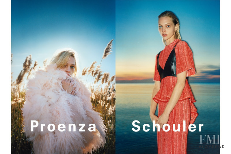 Sasha Pivovarova featured in  the Proenza Schouler advertisement for Spring/Summer 2018