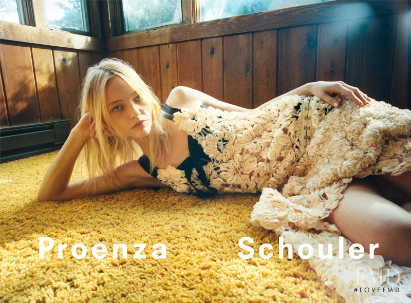 Sasha Pivovarova featured in  the Proenza Schouler advertisement for Spring/Summer 2018