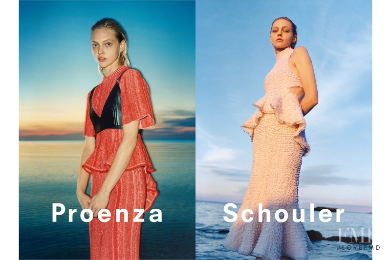 Sasha Pivovarova featured in  the Proenza Schouler advertisement for Spring/Summer 2018