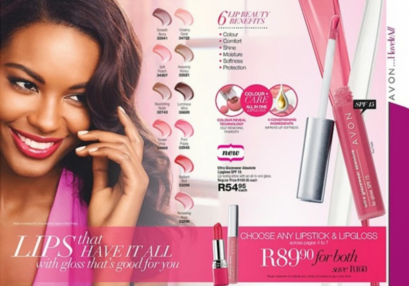 Sharam Diniz featured in  the AVON catalogue for Autumn/Winter 2014