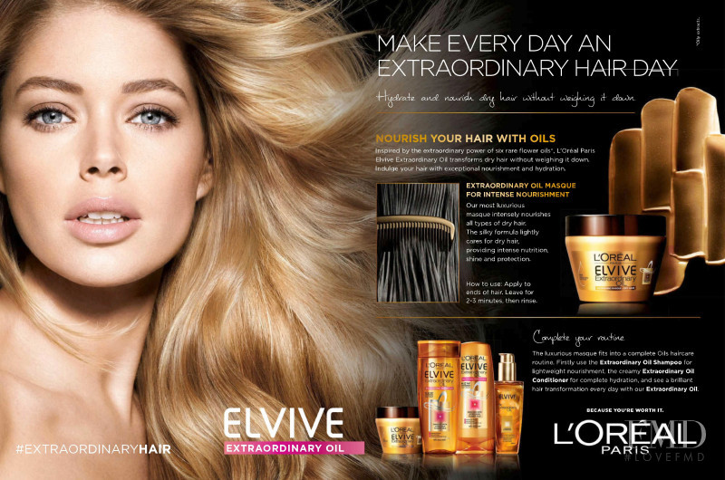 Doutzen Kroes featured in  the L\'Oreal Paris Elseve Shampoo advertisement for Autumn/Winter 2015