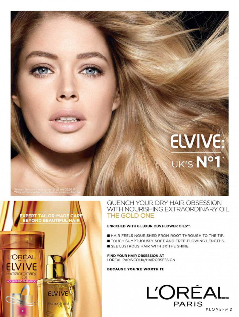 Doutzen Kroes featured in  the L\'Oreal Paris Elseve Shampoo advertisement for Autumn/Winter 2015