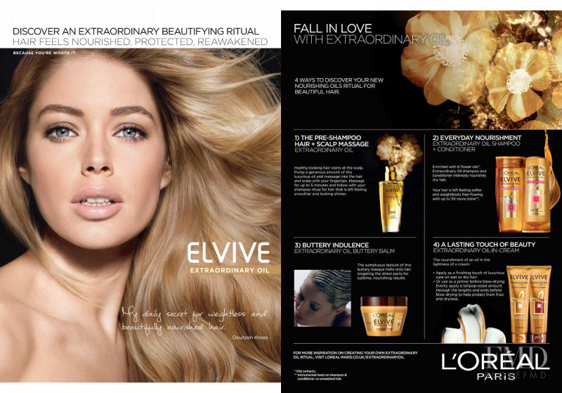 Doutzen Kroes featured in  the L\'Oreal Paris Elseve Shampoo advertisement for Autumn/Winter 2015