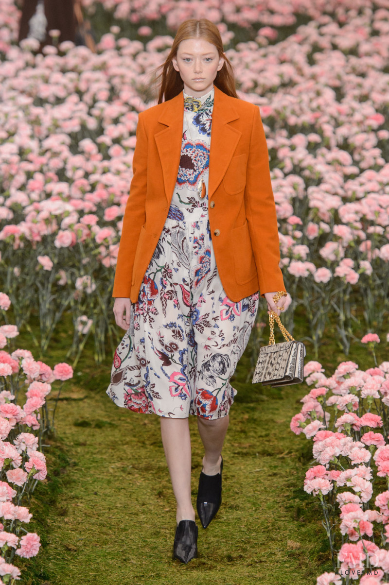 Sara Grace Wallerstedt featured in  the Tory Burch fashion show for Autumn/Winter 2018