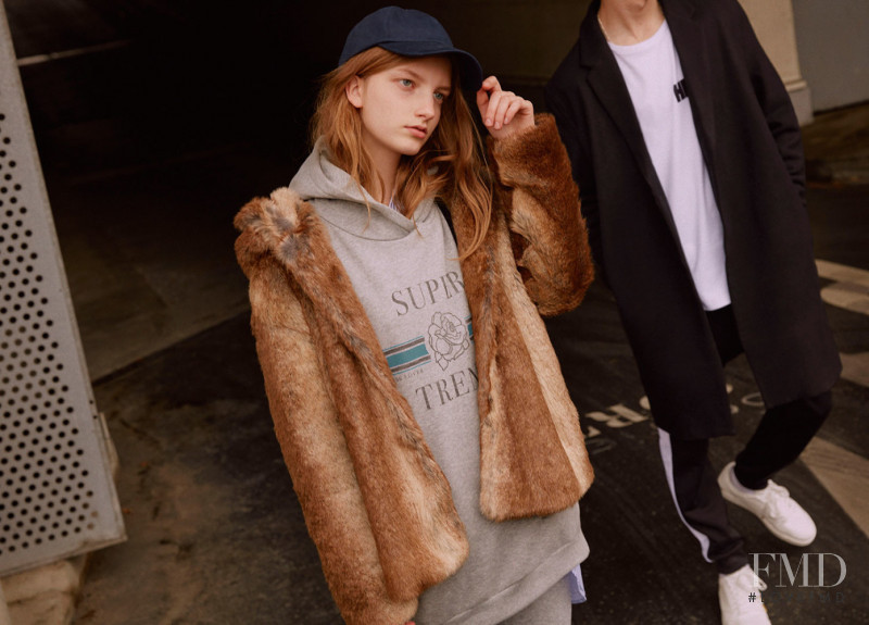 Kristin Soley Drab featured in  the Pull & Bear lookbook for Autumn/Winter 2017