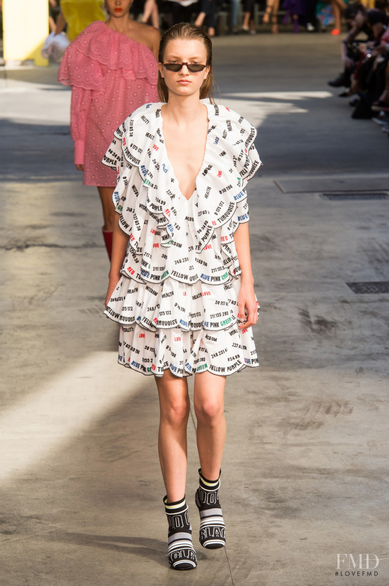 Kristin Soley Drab featured in  the MSGM fashion show for Spring/Summer 2018
