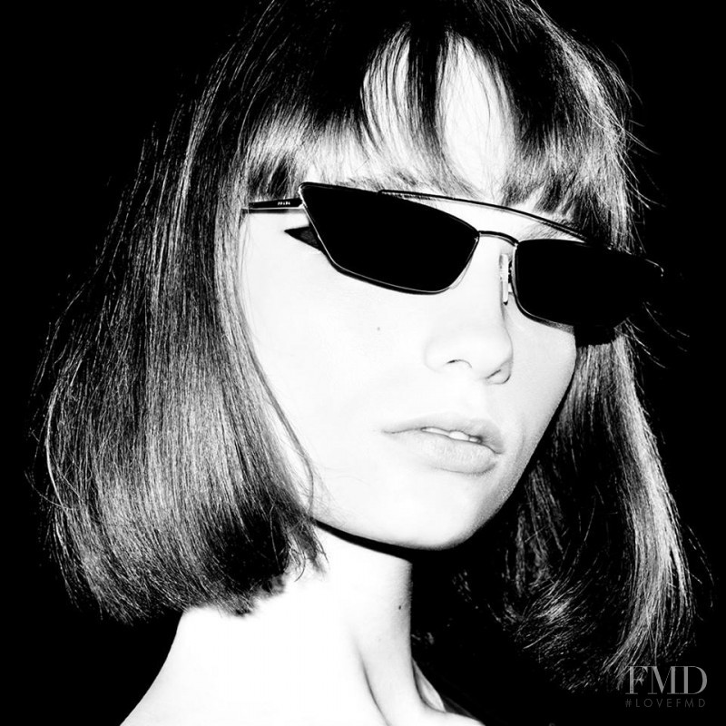 Fran Summers featured in  the Prada Eyewear advertisement for Spring/Summer 2018