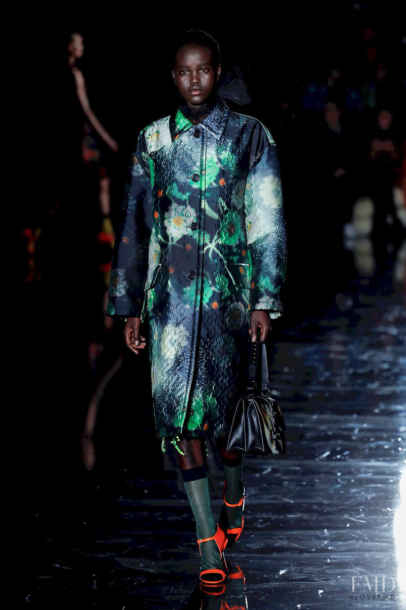 Adut Akech Bior featured in  the Prada fashion show for Autumn/Winter 2018