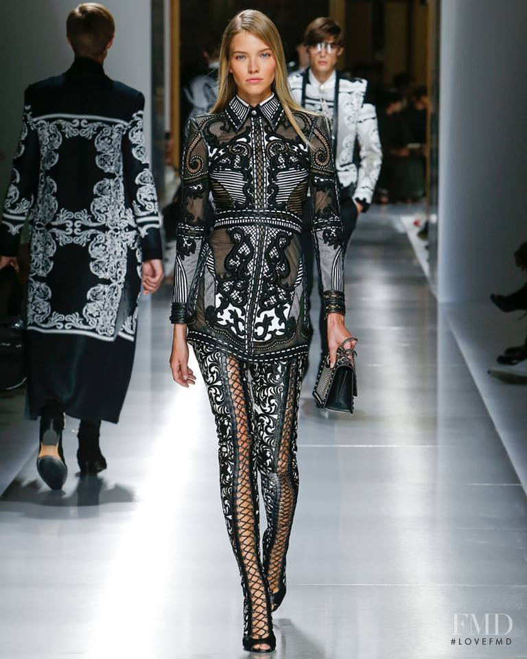 Sasha Luss featured in  the Balmain fashion show for Spring/Summer 2018