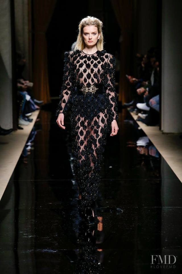Lily Donaldson featured in  the Balmain fashion show for Autumn/Winter 2016