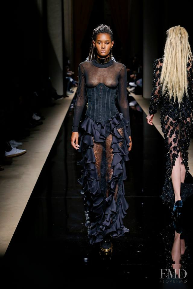 Ysaunny Brito featured in  the Balmain fashion show for Autumn/Winter 2016