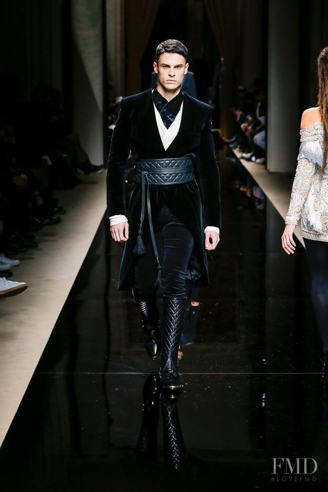 Baptiste Giabiconi featured in  the Balmain fashion show for Autumn/Winter 2016