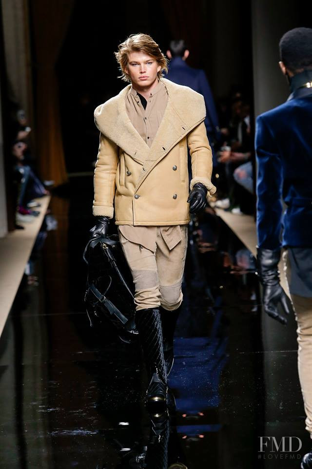 Jordan Barrett featured in  the Balmain fashion show for Autumn/Winter 2016