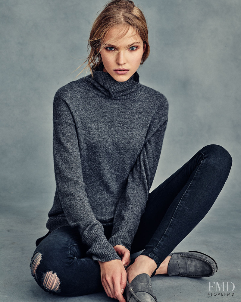 Sasha Luss featured in  the Neiman Marcus Cashmere Essentials catalogue for Fall 2015