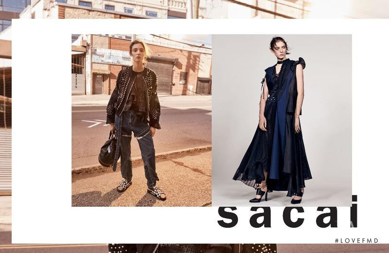 Ansley Gulielmi featured in  the Sacai advertisement for Spring/Summer 2018
