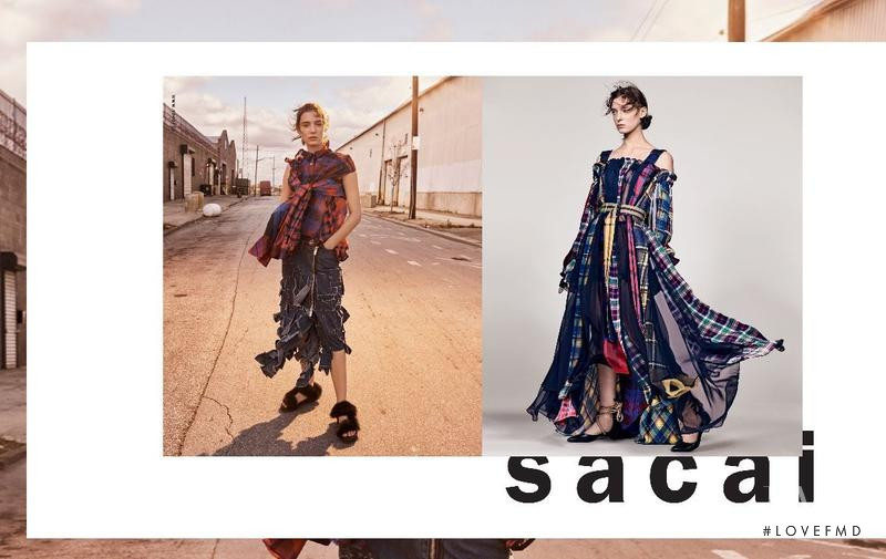 Ansley Gulielmi featured in  the Sacai advertisement for Spring/Summer 2018