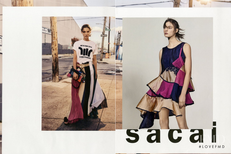 Ansley Gulielmi featured in  the Sacai advertisement for Spring/Summer 2018