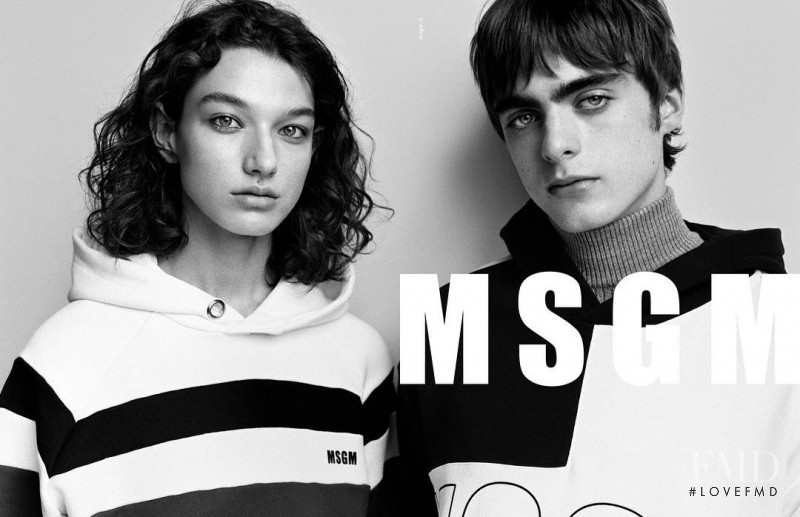 Lennon Gallagher featured in  the MSGM advertisement for Autumn/Winter 2017