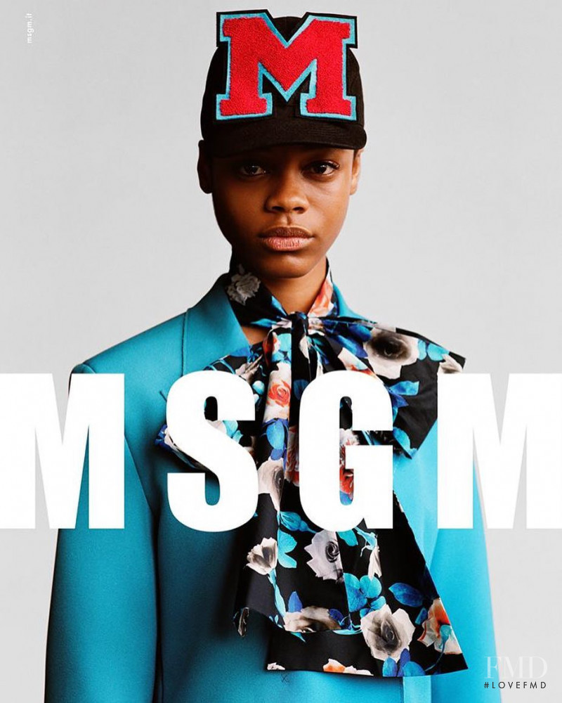 Aaliyah Hydes featured in  the MSGM advertisement for Autumn/Winter 2017
