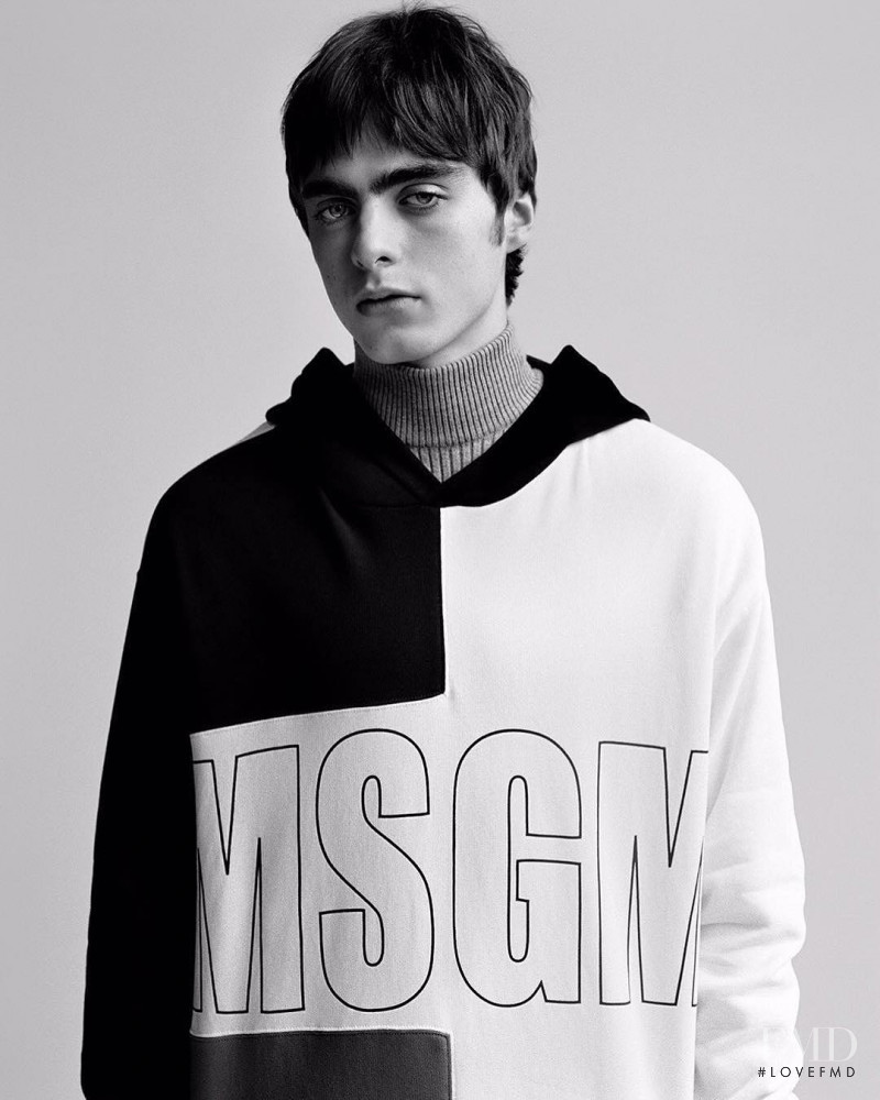 Lennon Gallagher featured in  the MSGM advertisement for Autumn/Winter 2017